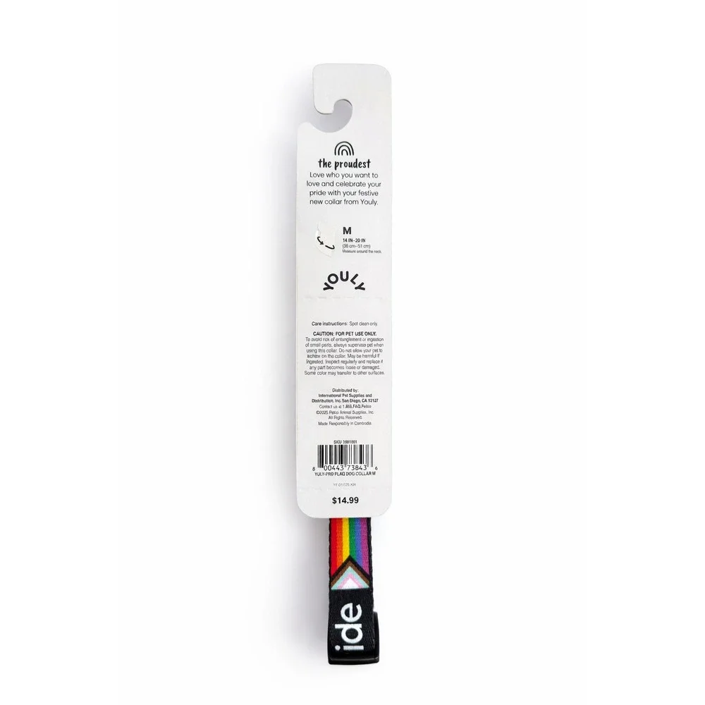 Adjustable Pride Dog Collar M 14-20in Youly Rainbow Pet Accessory